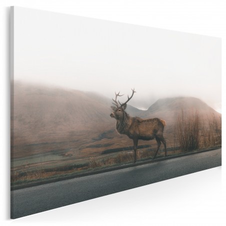 Jeleń na rykowisku - nowoczesny obraz na płótnie - 120x80 cm