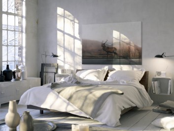 Jeleń na rykowisku - nowoczesny obraz na płótnie - 120x80 cm