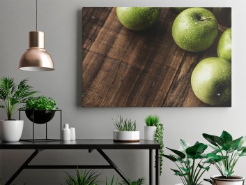 Zielone jabłuszko - fotoobraz do kuchni - 120x80 cm