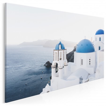 Błękitne dachy Santorini - zdjęcie na płótnie - 120x80 cm