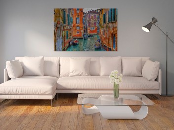 Weneccy gondolierzy - nowoczesny obraz na płótnie - 120x80 cm