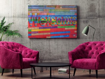 Welcome - nowoczesny obraz na płótnie - 120x80 cm