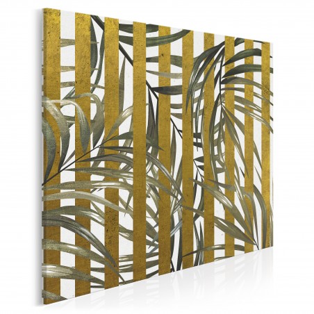 Złoty azyl - nowoczesny obraz do sypialni - 80x80 cm