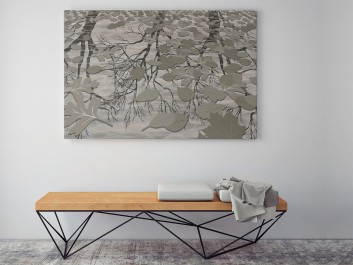 Jesienne, deszczowe melodie - nowoczesny obraz do sypialni - 120x80cm