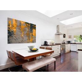 Odbicie słonecznego miasta - nowoczesny obraz na płótnie - 120x80 cm