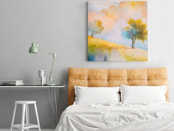 Jesienny sad - nowoczesny obraz na płótnie - 80x80 cm