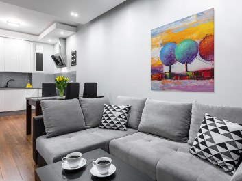 Leśny skansen - nowoczesny obraz na płótnie - 80x80 cm