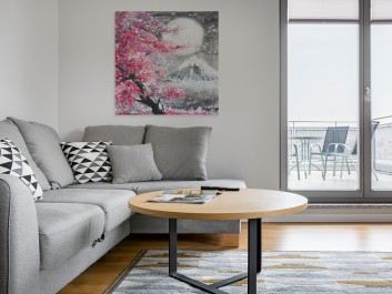 Święto Hanami - nowoczesny obraz na płótnie - 80x80 cm