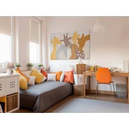 Żyrafa u fotografa - nowoczesny obraz na płótnie - 120x80 cm