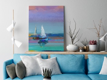 Zachód słońca na Mazurach - nowoczesny obraz na płótnie - wariant 2 - 50x70 cm Zachód słońca na Mazurach - nowoczesny obraz na płótnie - wariant 2 - 50x70 cm