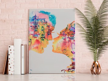 Romans w Barcelonie - nowoczesny obraz na płótnie - 50x70 cm Romans w Barcelonie - nowoczesny obraz na płótnie - 50x70 cm