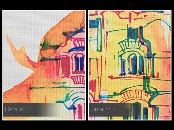 Romans w Barcelonie - nowoczesny obraz na płótnie - 50x70 cm Romans w Barcelonie - nowoczesny obraz na płótnie - 50x70 cm