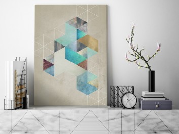 Heksagonalny przypływ - nowoczesny obraz na płótnie - 50x70 cm