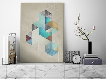 Heksagonalny przypływ - nowoczesny obraz na płótnie - 50x70 cm Heksagonalny przypływ - nowoczesny obraz na płótnie - 50x70 cm