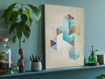 Heksagonalny przypływ - nowoczesny obraz na płótnie - 50x70 cm Heksagonalny przypływ - nowoczesny obraz na płótnie - 50x70 cm