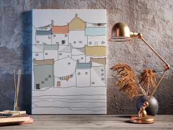 Zamki na piasku - nowoczesny obraz na płótnie - 50x70 cm