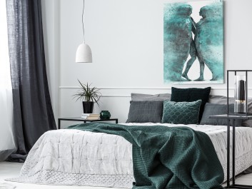 Metafizyka miłości w turkusach - nowoczesny obraz na płótnie - 50x70 cm