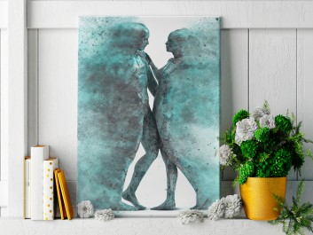 Metafizyka miłości w turkusach - nowoczesny obraz na płótnie - 50x70 cm