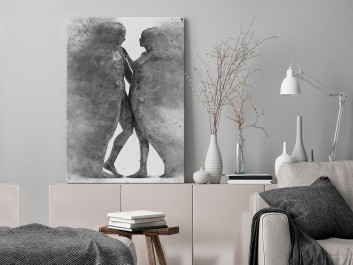 Metafizyka miłości w szarościach - nowoczesny obraz na płótnie - 50x70 cm Metafizyka miłości w szarościach - nowoczesny obraz na płótnie - 50x70 cm