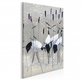Żurawie nad rozlewiskiem - nowoczesny obraz na płótnie - 50x70 cm Żurawie nad rozlewiskiem - nowoczesny obraz na płótnie - 50x70 cm