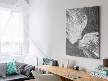 Taniec żywiołów w szarościach - nowoczesny obraz na płótnie - 50x70 cm