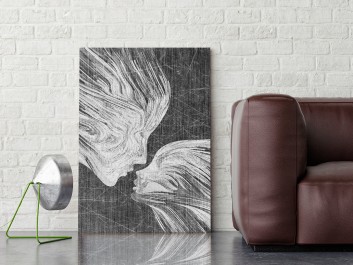 Taniec żywiołów w szarościach - nowoczesny obraz na płótnie - 50x70 cm