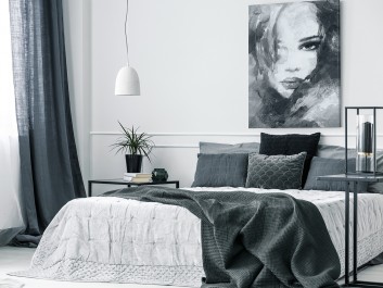 Dusza z antracytu w szarościach - nowoczesny obraz na płótnie - 50x70 cm