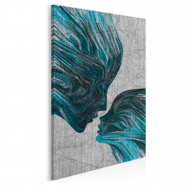 Taniec żywiołów w błękitach - nowoczesny obraz na płótnie - 50x70 cm Taniec żywiołów w błękitach - nowoczesny obraz na płótnie - 50x70 cm