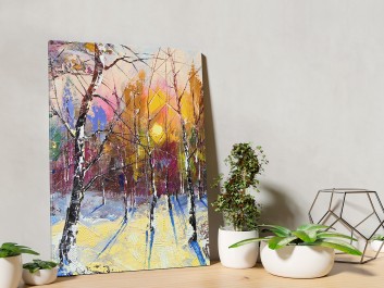 Zimowy poranek - nowoczesny obraz do salonu - 50x70 cm Zimowy poranek - nowoczesny obraz do salonu - 50x70 cm