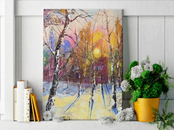 Zimowy poranek - nowoczesny obraz do salonu - 50x70 cm