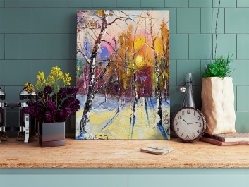 Zimowy poranek - nowoczesny obraz do salonu - 50x70 cm Zimowy poranek - nowoczesny obraz do salonu - 50x70 cm