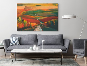 Jesienny szpaler - nowoczesny obraz do salonu - 120x80 cm