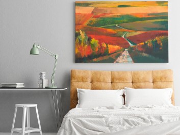 Jesienny szpaler - nowoczesny obraz do salonu - 120x80 cm