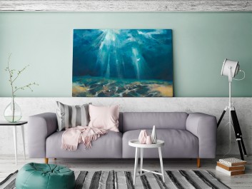 Szlachetny akwamaryn - nowoczesny obraz do salonu - 120x80 cm