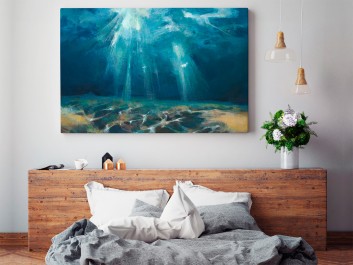 Szlachetny akwamaryn - nowoczesny obraz do salonu - 120x80 cm