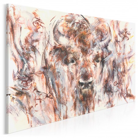 Żubr w puszczy - nowoczesny obraz na płótnie - 120x80 cm