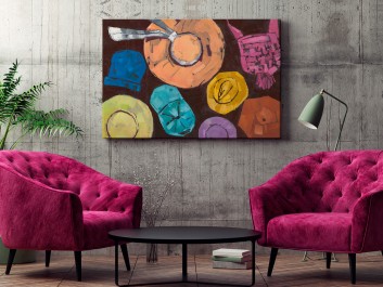 Czapki z głów - nowoczesny obraz do sypialni - 120x80 cm Czapki z głów - nowoczesny obraz do sypialni - 120x80 cm