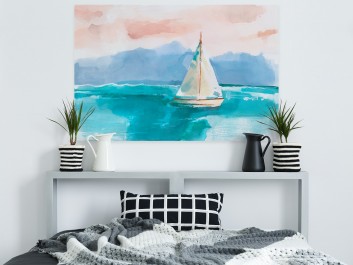 Samotny rejs - nowoczesny obraz do sypialni - 120x80 cm