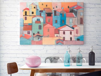 Domy z papieru - nowoczesny obraz na płótnie - 120x80 cm