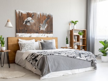 Taniec żurawi - nowoczesny obraz na płótnie - 120x80 cm