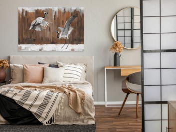 Taniec żurawi - nowoczesny obraz na płótnie - 120x80 cm