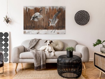 Taniec żurawi - nowoczesny obraz na płótnie - 120x80 cm