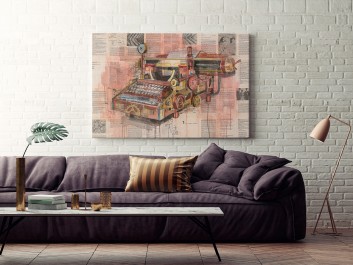 Steampunk story - nowoczesny obraz do salonu - 120x80 cm