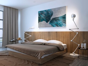 Taniec żywiołów w błękitach - nowoczesny obraz na płótnie - 120x80 cm Taniec żywiołów w błękitach - nowoczesny obraz na płótnie - 120x80 cm