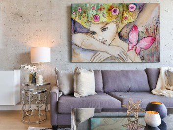 Rubinowe muśnięcie motyla - nowoczesny obraz na płótnie - 120x80 cm