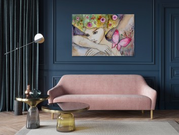 Rubinowe muśnięcie motyla - nowoczesny obraz na płótnie - 120x80 cm