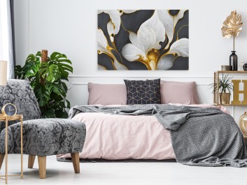 Zmysłowa kalia - nowoczesny obraz na płótnie - 120x80 cm Zmysłowa kalia - nowoczesny obraz na płótnie - 120x80 cm