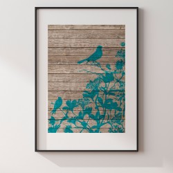 Ptaki w stylu vintage - plakat dekoracyjny