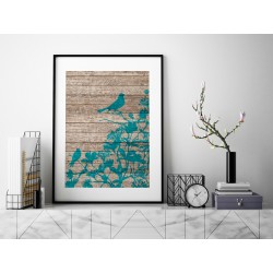 Ptaki w stylu vintage - plakat dekoracyjny
