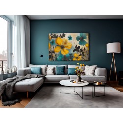 Granatowy nagietek - nowoczesny obraz na płótnie